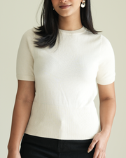 Casual Offwhite Knit Top