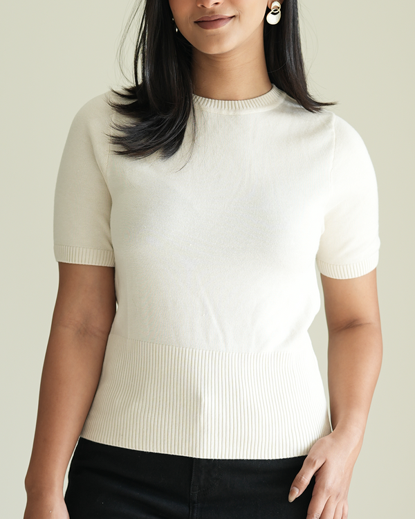 Casual Offwhite Knit Top