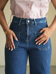 Front Pocket Demin Wide Jeans
