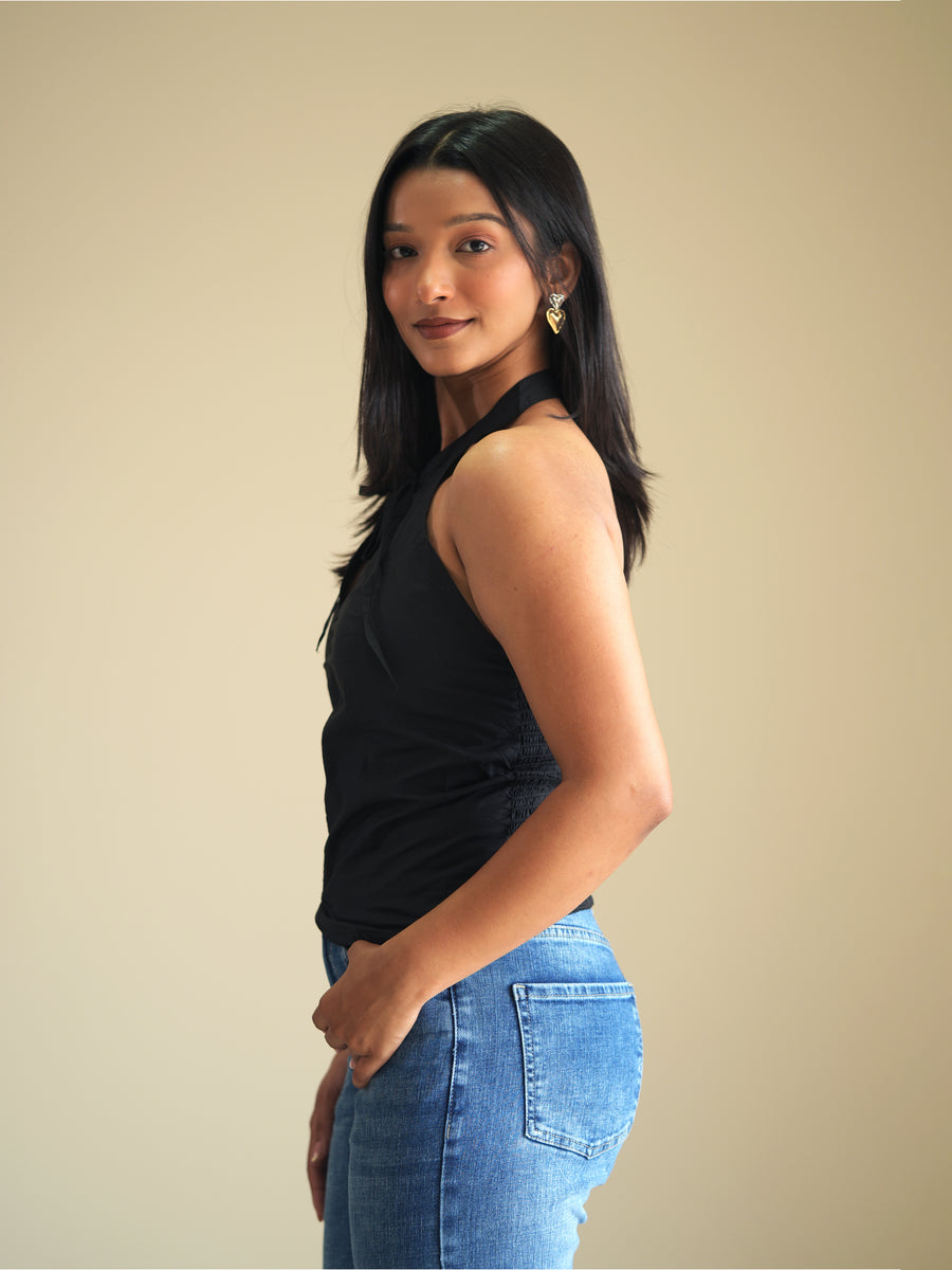 Black Halter Neck Top