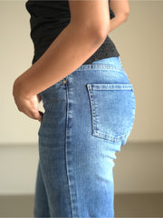 Sky Blue High Cuff Straight Jeans