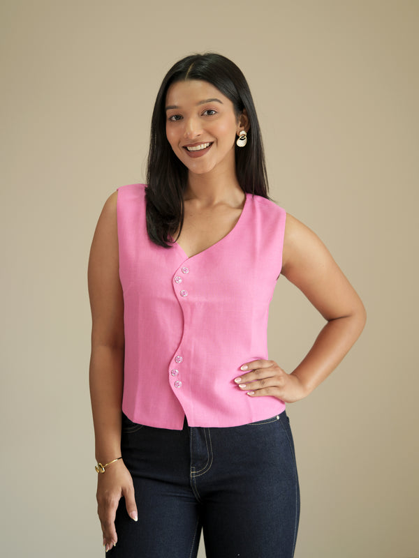 Pink Wave Cut Vest