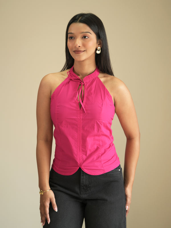 Hot Pink Halter Neck Top