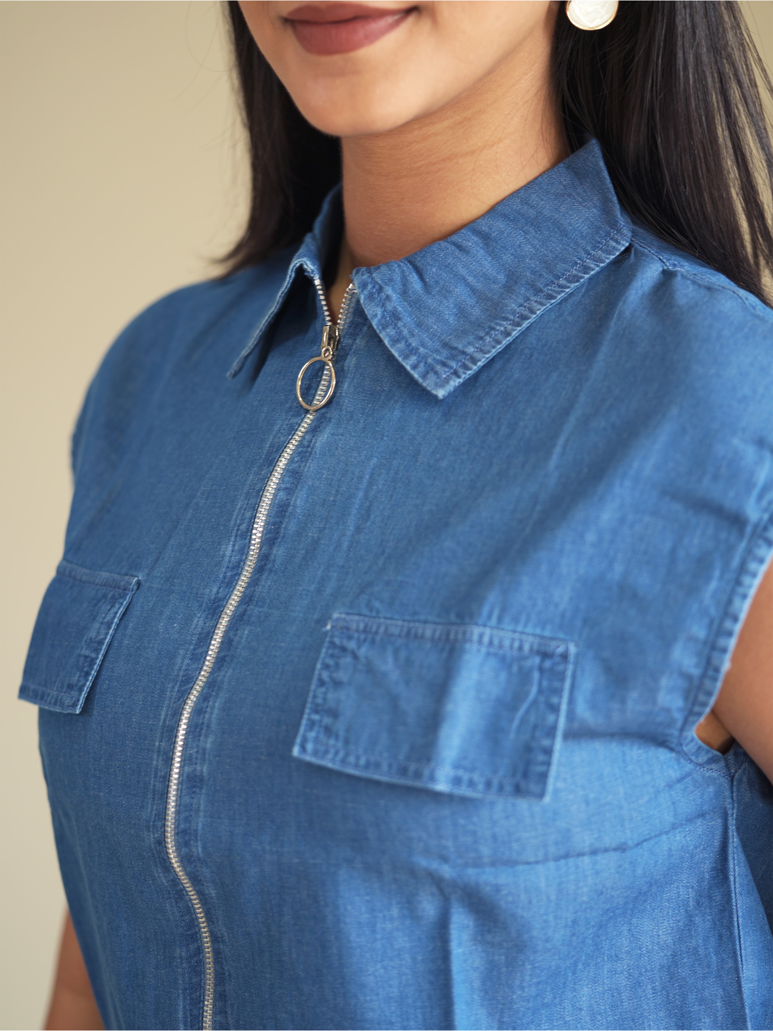 Core Zip Denim Vest
