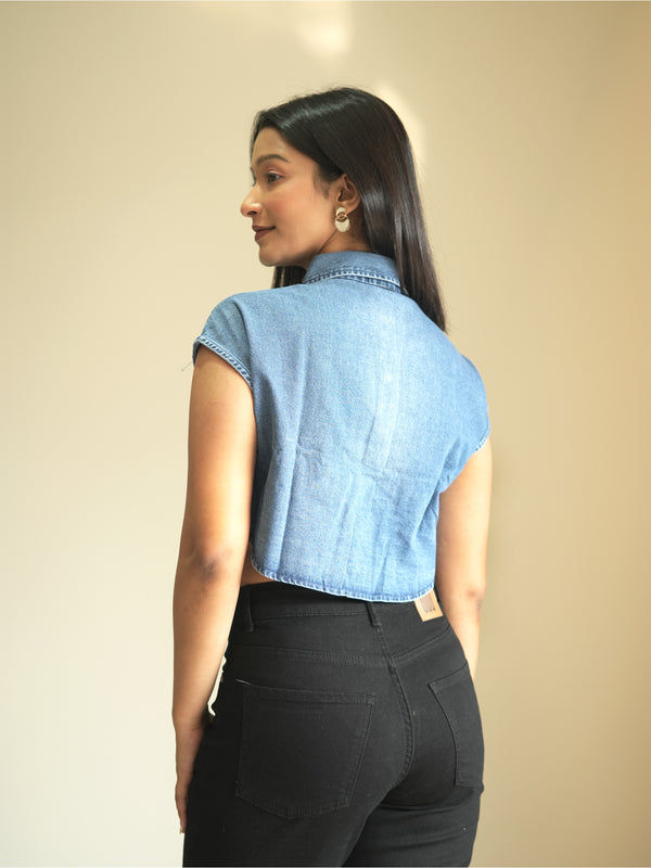 Pocket Play Denim Crop Top