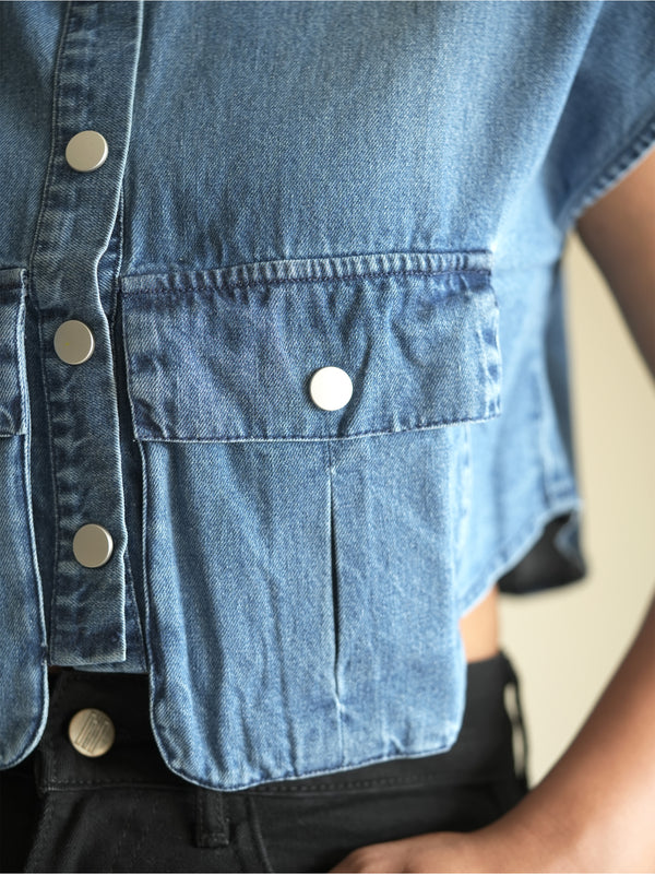 Pocket Play Denim Crop Top