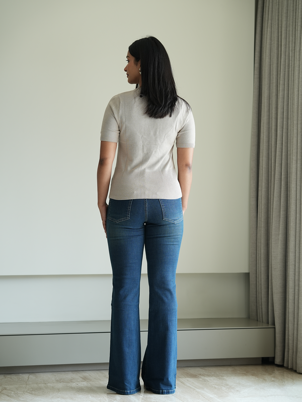 Casual Beige Knit Top