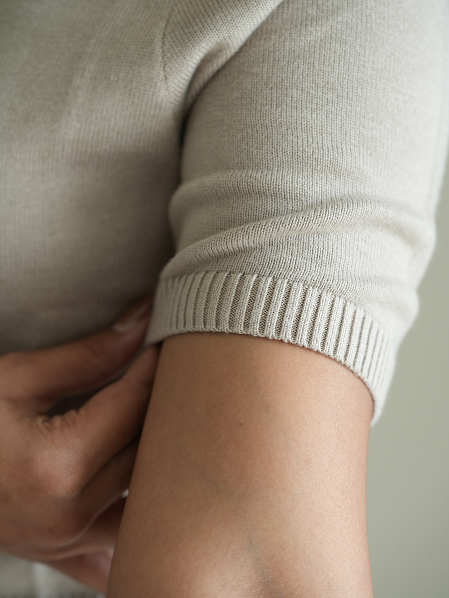 Casual Beige Knit Top