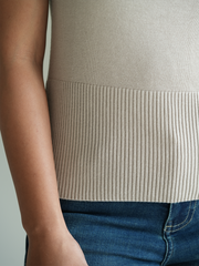 Casual Beige Knit Top