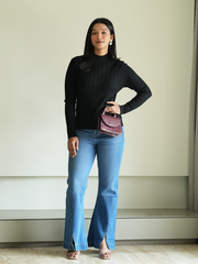 Black High Neck Knit Pullover