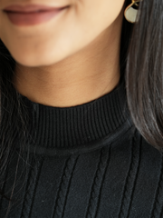 Black High Neck Knit Pullover