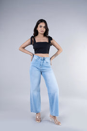 Weathered Misty Blue Wide Jeans