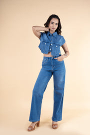 Pocket Play Denim Crop Top