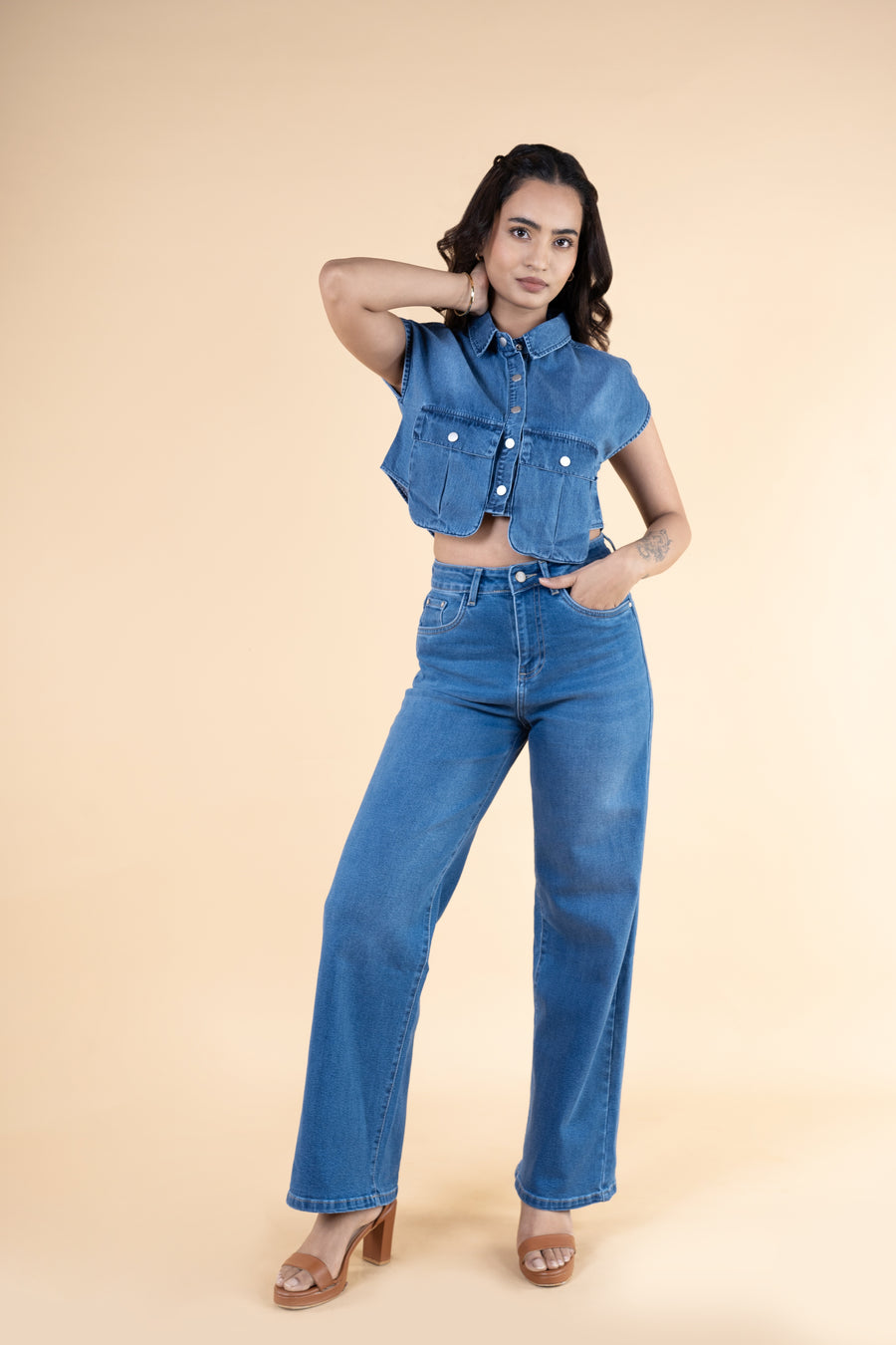Pocket Play Denim Crop Top