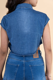 Pocket Play Denim Crop Top
