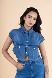 Pocket Play Denim Crop Top