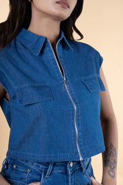 Core Zip Denim Vest