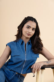 Core Zip Denim Vest