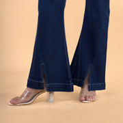Front Slit Inked Bootcut Jeans