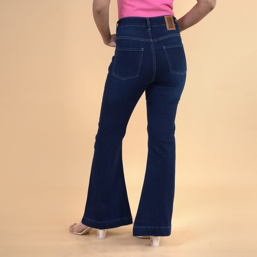 Front Slit Inked Bootcut Jeans