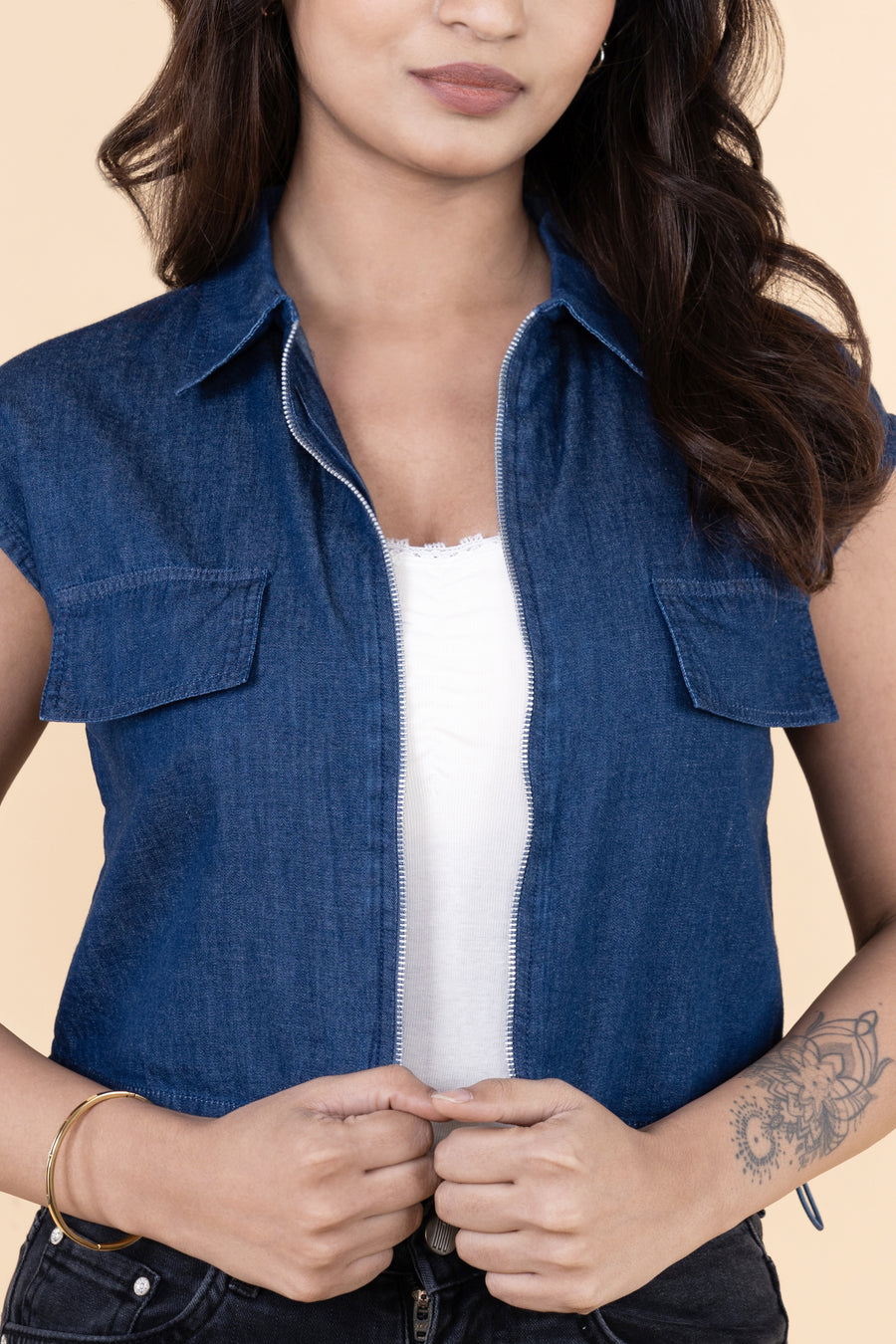 Core Zip Denim Vest