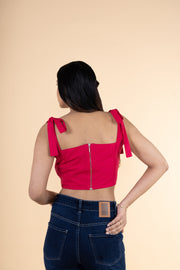 Hot Pink Tie Up Crop Top