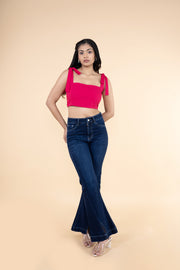 Hot Pink Tie Up Crop Top