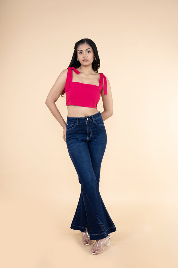 Hot Pink Tie Up Crop Top