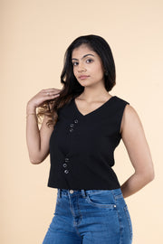 Black Wave Cut Vest