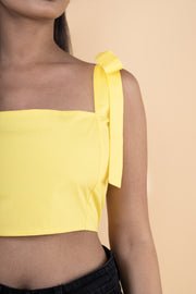 Pop Yellow Tie Up Crop Top