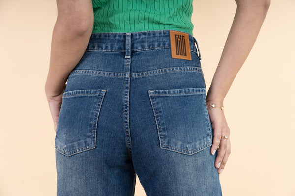 Vintage Green Tint Wide Jeans