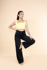 Weathered Black Wide Leg Jeans