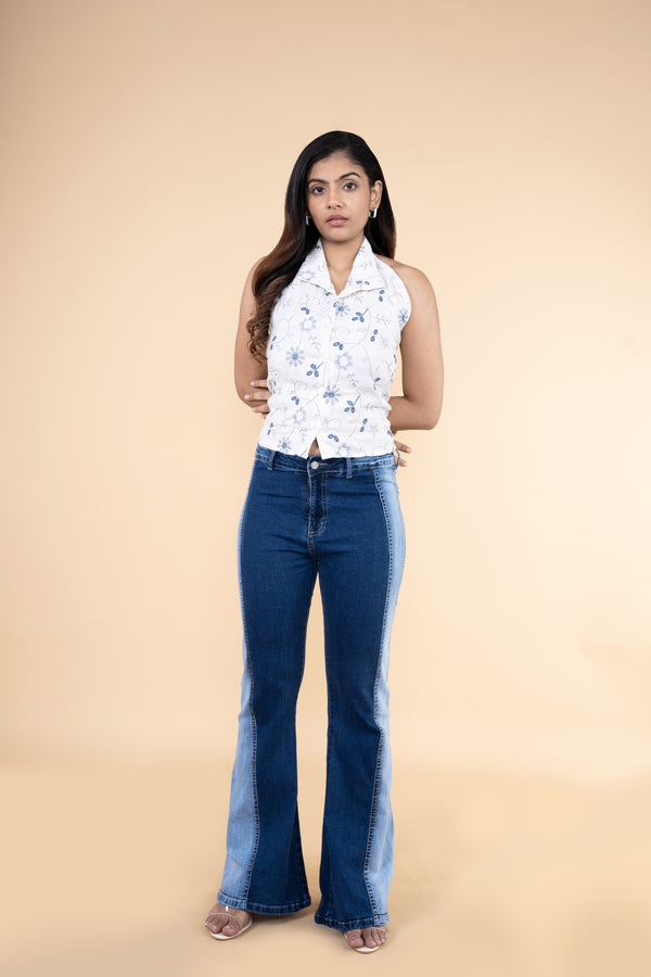 Bohimian Embroidery Halter Neck Shirt