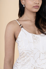 Golden Bloom Peplum Dress