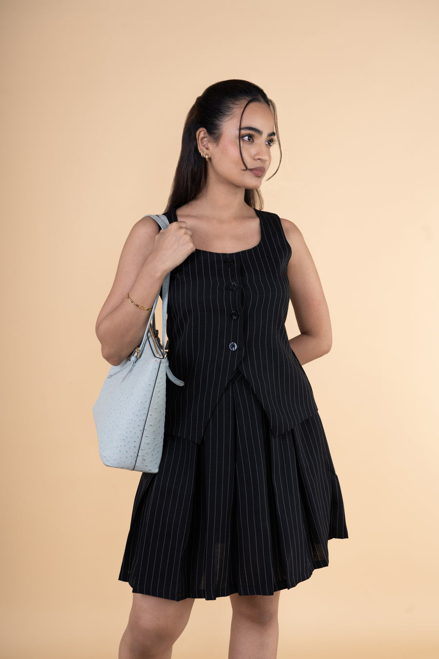 Off to Work Striped Skort