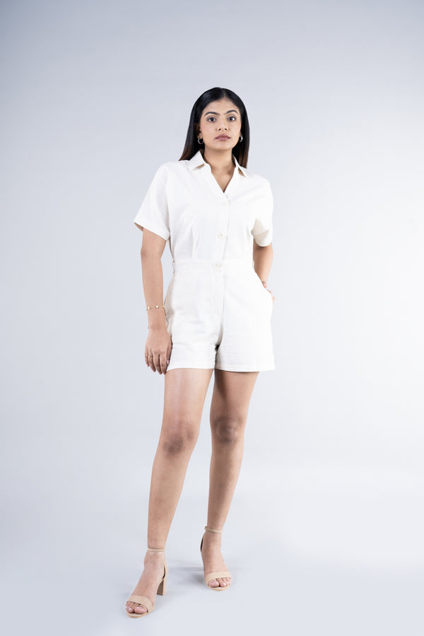 Relaxed Fit Linen Playsuit