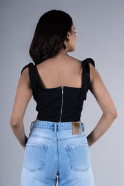 Black Tie Up Crop Top