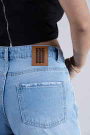 Weathered Misty Blue Wide Jeans