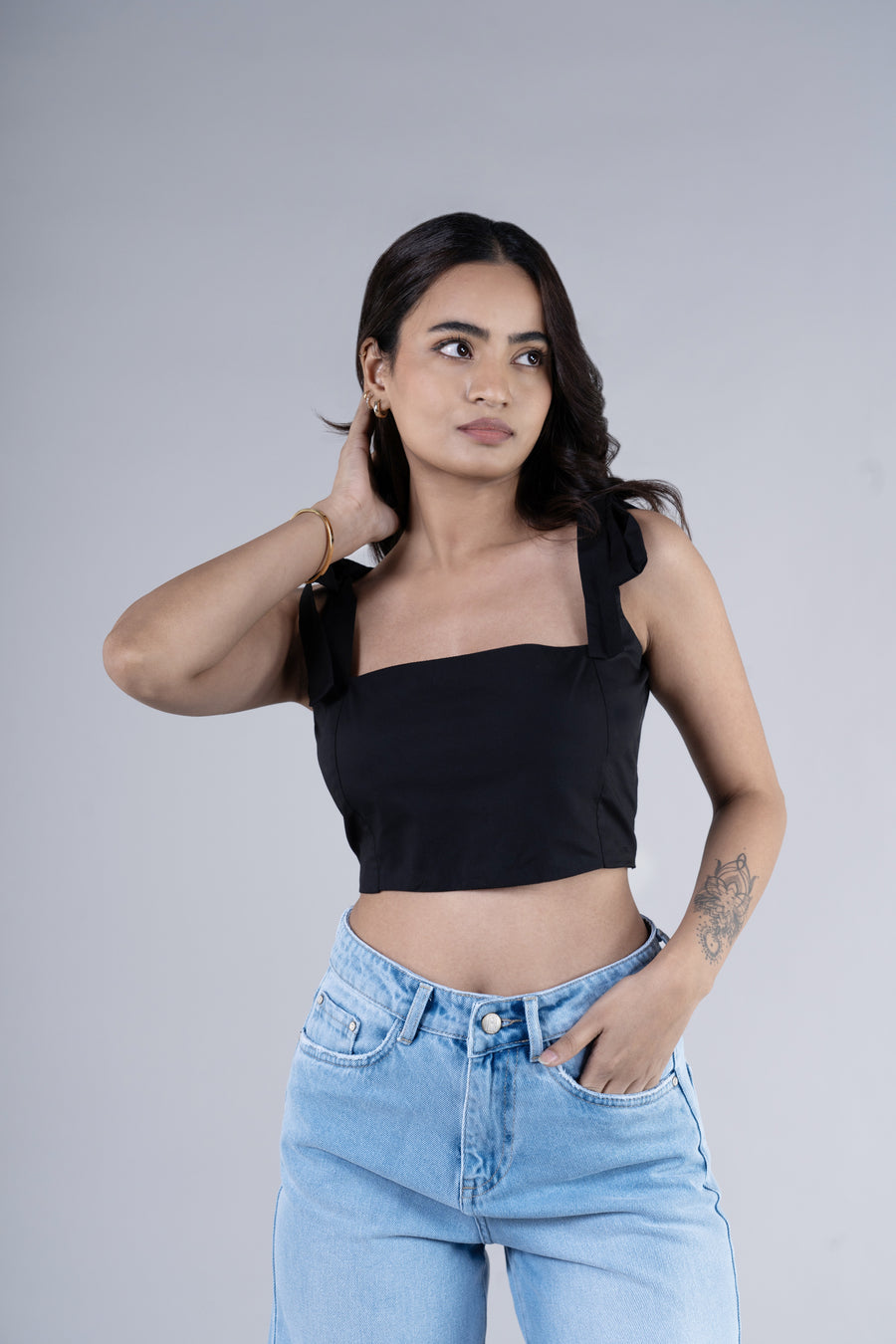 Black Tie Up Crop Top