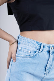 Weathered Misty Blue Wide Jeans