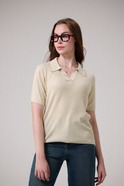 Beige Polo Rib Knit