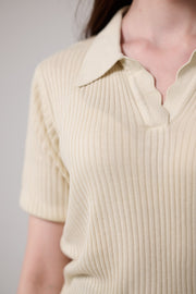Beige Polo Rib Knit