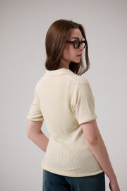 Beige Polo Rib Knit