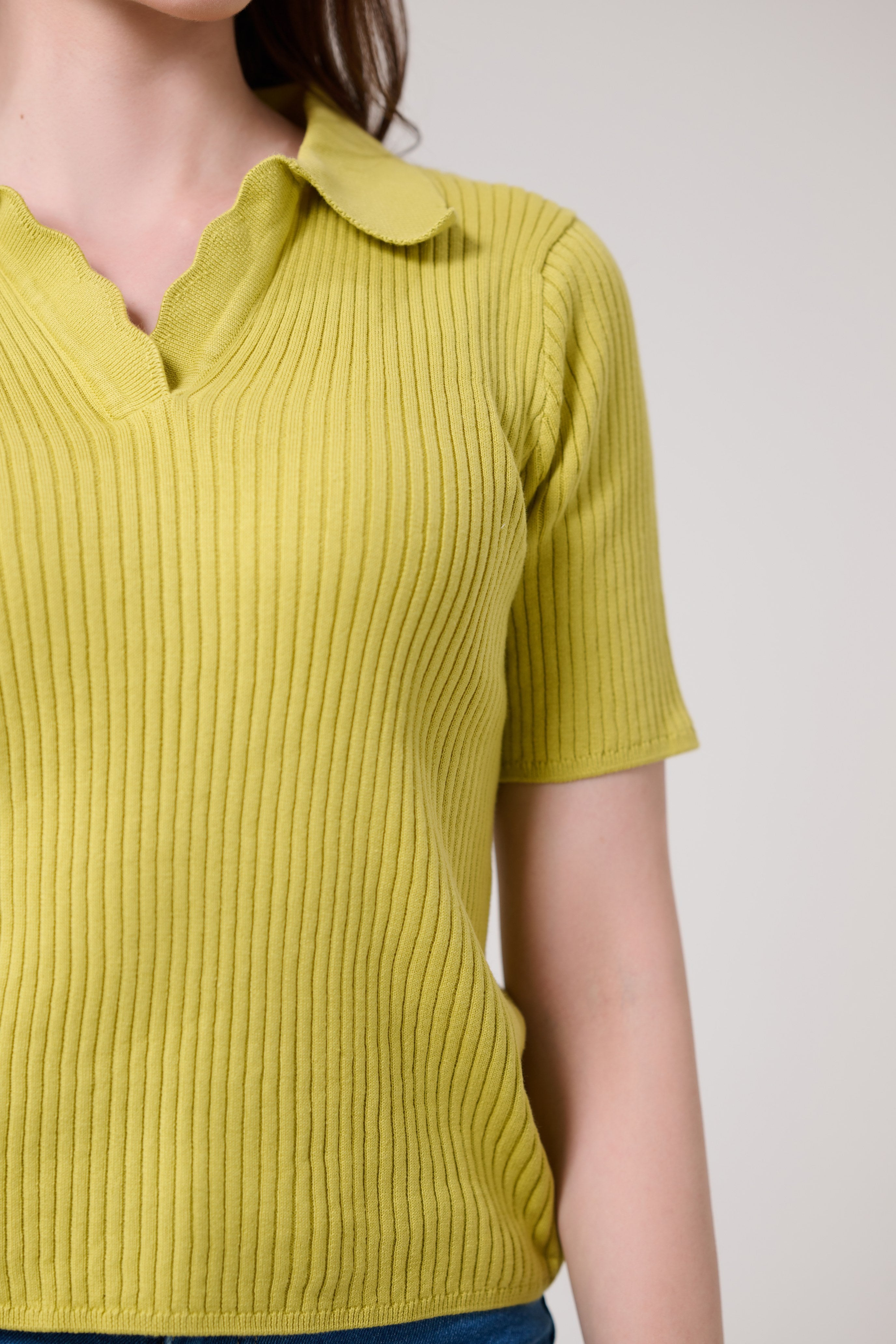 Lemon Green Polo Rib Knit