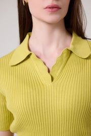 Lemon Green Polo Rib Knit