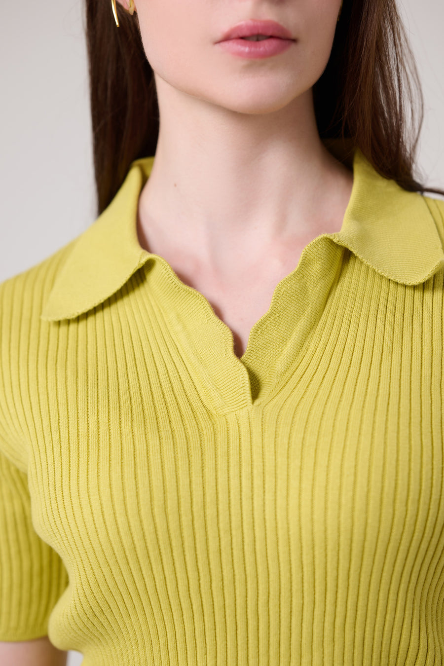 Lemon Green Polo Rib Knit