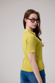 Lemon Green Polo Rib Knit