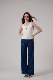 Front Pocket Denim Wide Leg jeans
