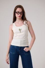 Tree Embroidery Tank Top