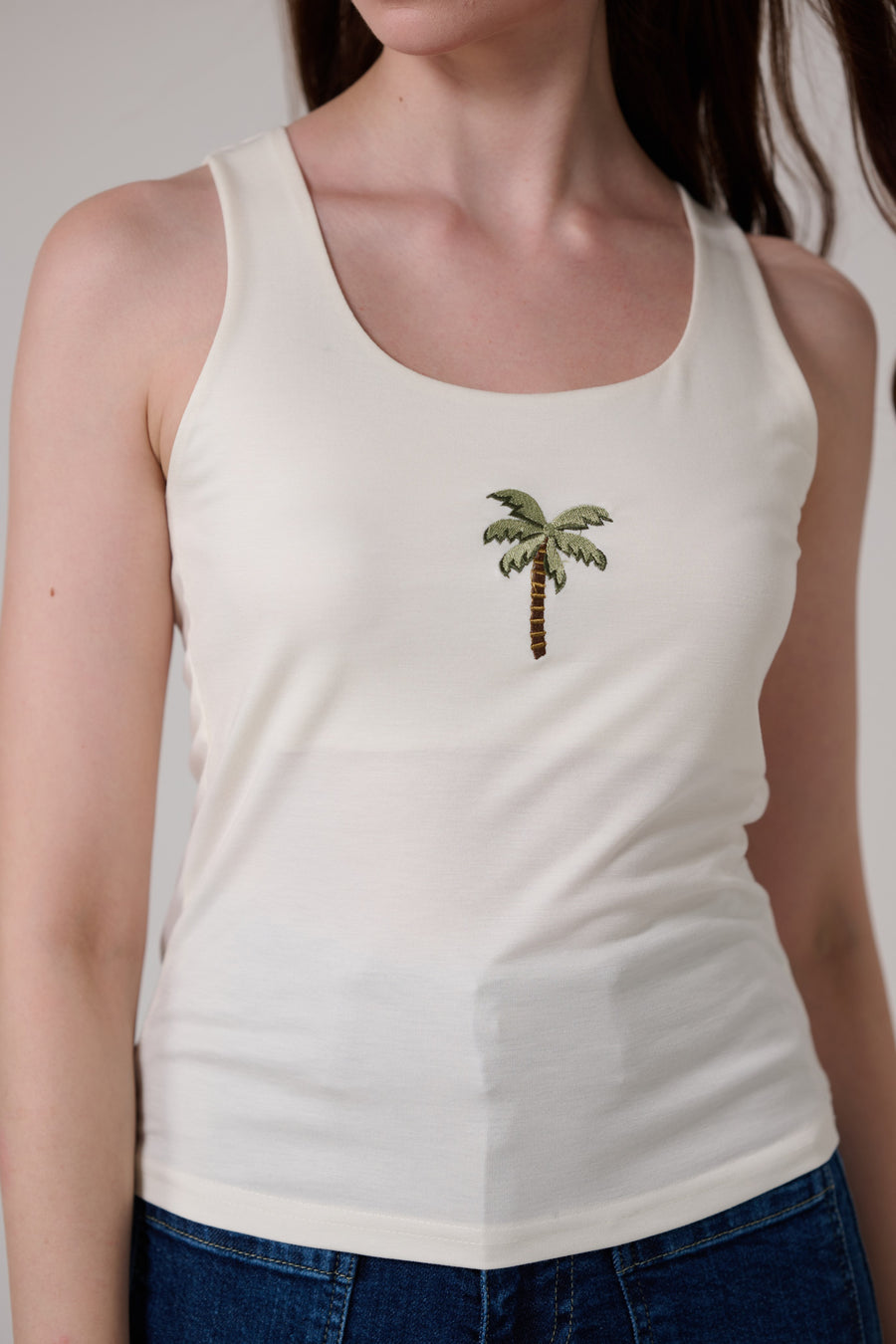 Tree Embroidery Tank Top